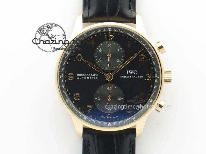 MIROTIME 0430 Portuguese Chrono RG IW371415 ZF 1:1 Best Edition Black Dial On Black Leather Strap A79350 (Slim Movement) FashionForward 7264